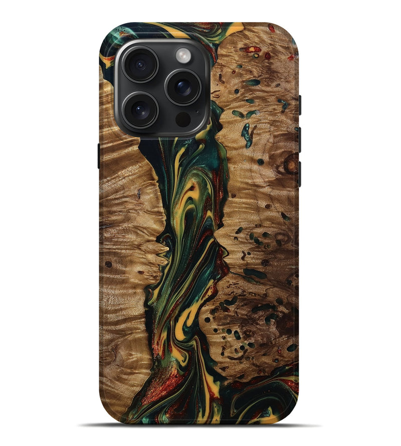 iPhone 16 Pro Max Wood Live Edge Phone Case - Lisette (Green, 815475)