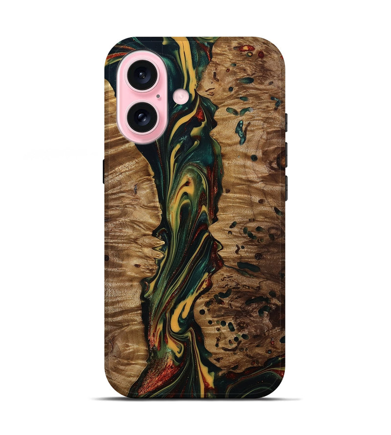 iPhone 17 Wood Live Edge Phone Case - Lisette (Green, 815475)