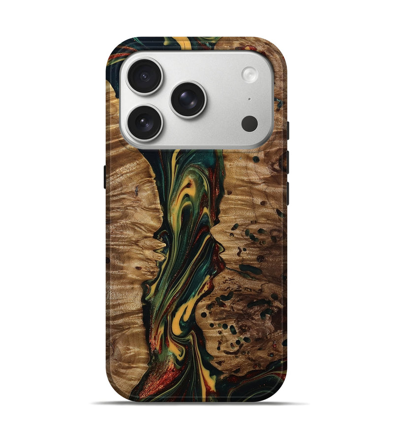 iPhone 17 Pro Wood Live Edge Phone Case - Lisette (Green, 815475)
