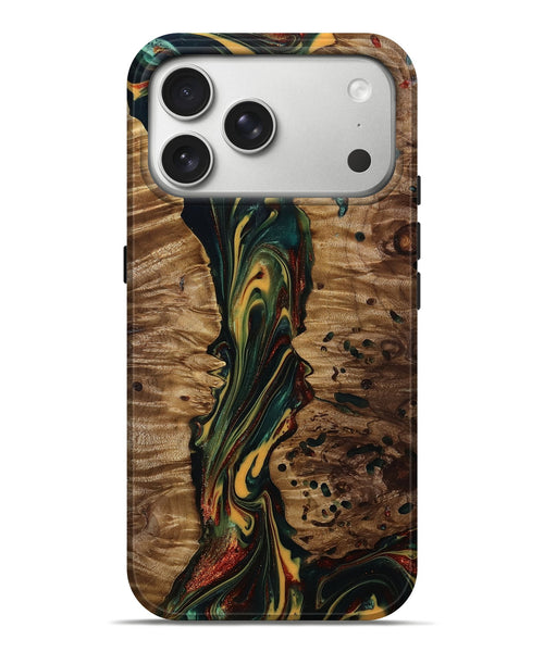 iPhone 17 Pro Max Wood Live Edge Phone Case - Lisette (Green, 815475)