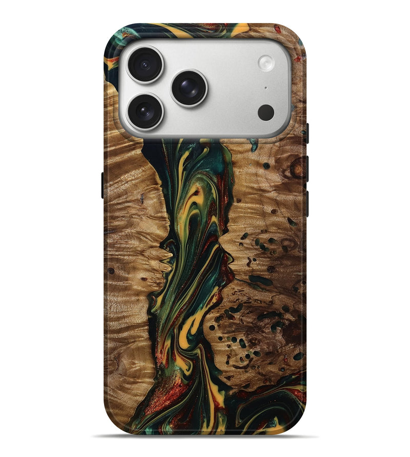 iPhone 17 Pro Max Wood Live Edge Phone Case - Lisette (Green, 815475)
