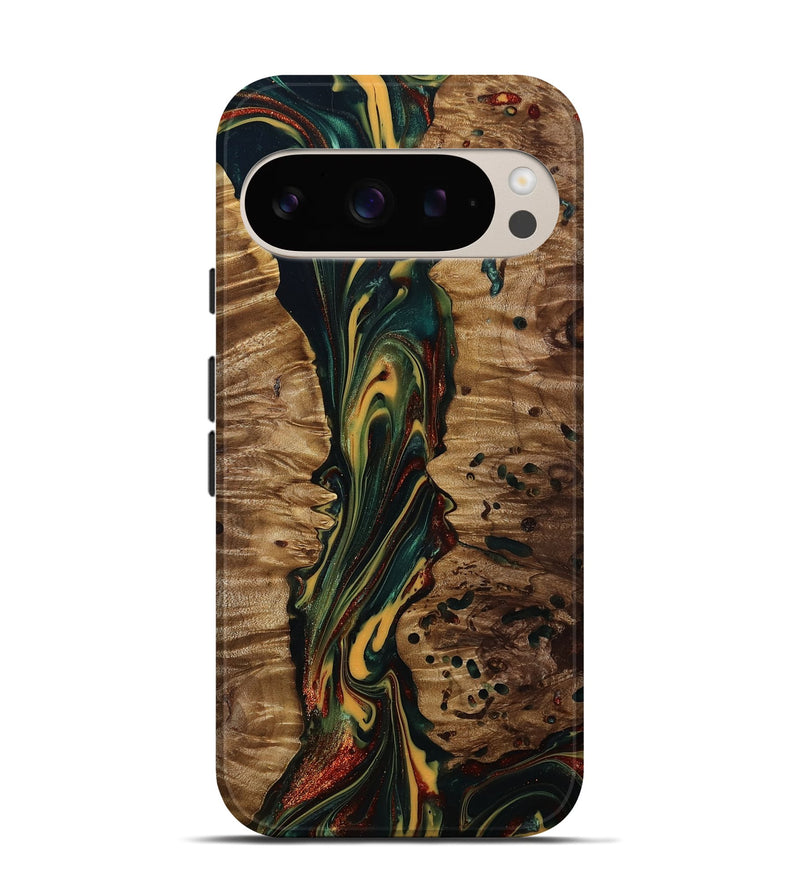 Pixel 9 Pro Wood Live Edge Phone Case - Lisette (Green, 815475)