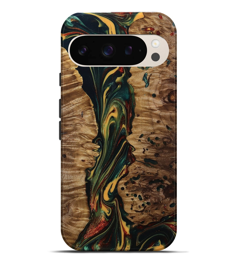 Pixel 9 Pro XL Wood Live Edge Phone Case - Lisette (Green, 815475)
