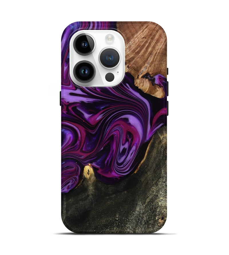 iPhone 15 Pro Wood Live Edge Phone Case - Osvaldo (Purple, 815476)