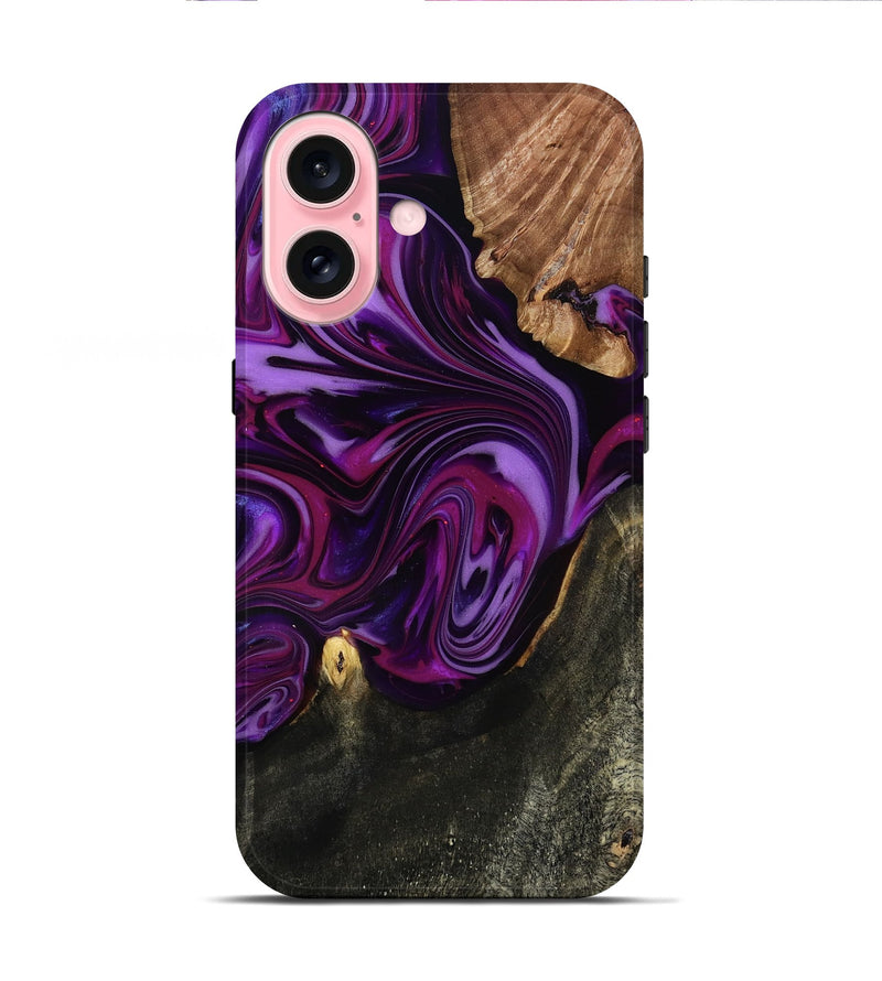 iPhone 16 Wood Live Edge Phone Case - Osvaldo (Purple, 815476)