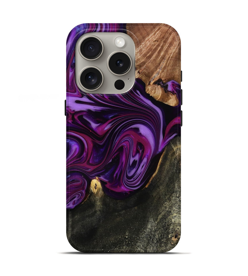 iPhone 16 Pro Wood Live Edge Phone Case - Osvaldo (Purple, 815476)