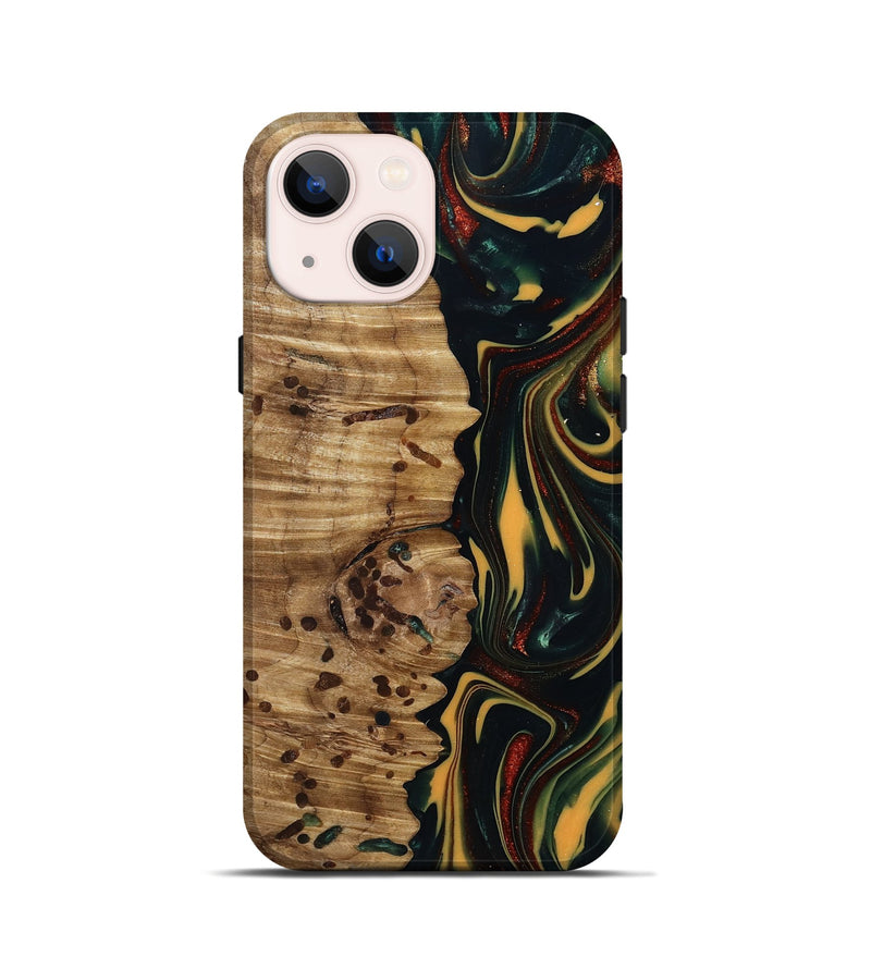 iPhone 13 mini Wood Live Edge Phone Case - Darla (Green, 815478)