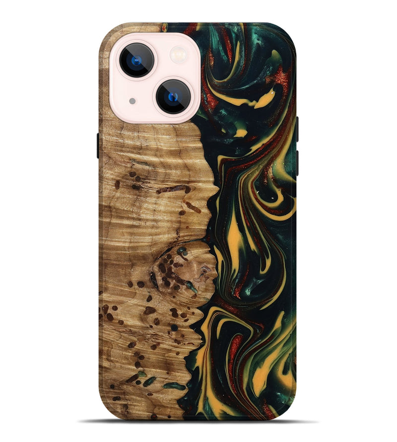 iPhone 14 Plus Wood Live Edge Phone Case - Darla (Green, 815478)