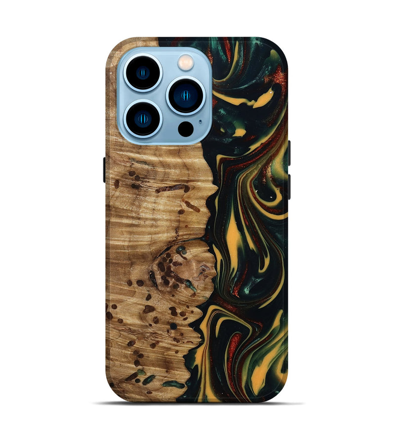 iPhone 14 Pro Wood Live Edge Phone Case - Darla (Green, 815478)
