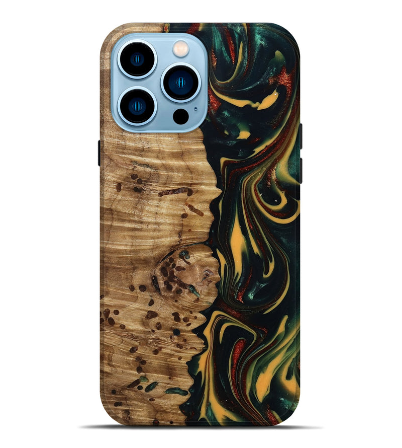 iPhone 14 Pro Max Wood Live Edge Phone Case - Darla (Green, 815478)