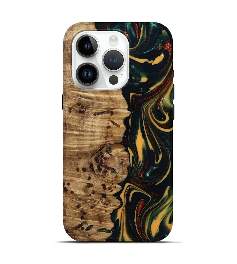 iPhone 15 Pro Wood Live Edge Phone Case - Darla (Green, 815478)