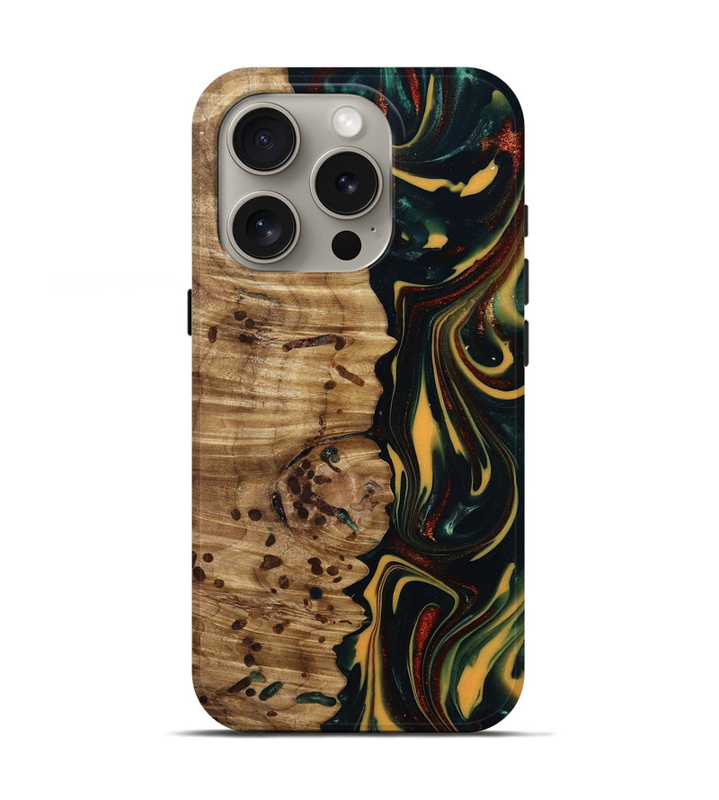 iPhone 16 Pro Wood Live Edge Phone Case - Darla (Green, 815478)
