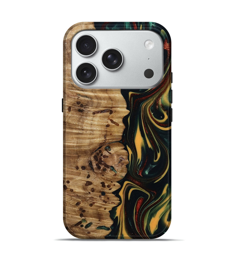 iPhone 18 Pro Wood Live Edge Phone Case - Darla (Green, 815478)