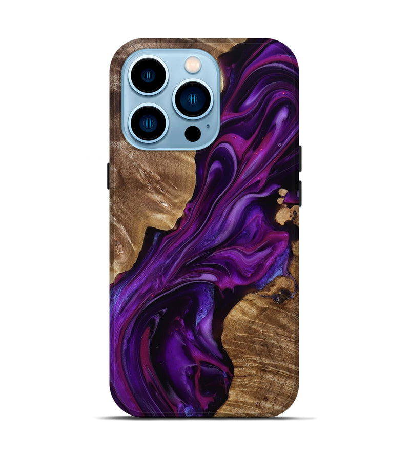 iPhone 14 Pro Wood Live Edge Phone Case - Tennie (Purple, 815484)