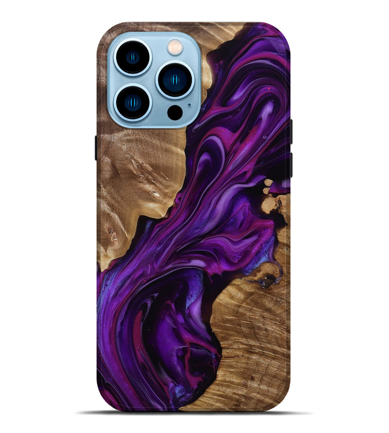 iPhone 14 Pro Max Wood Live Edge Phone Case - Tennie (Purple, 815484)