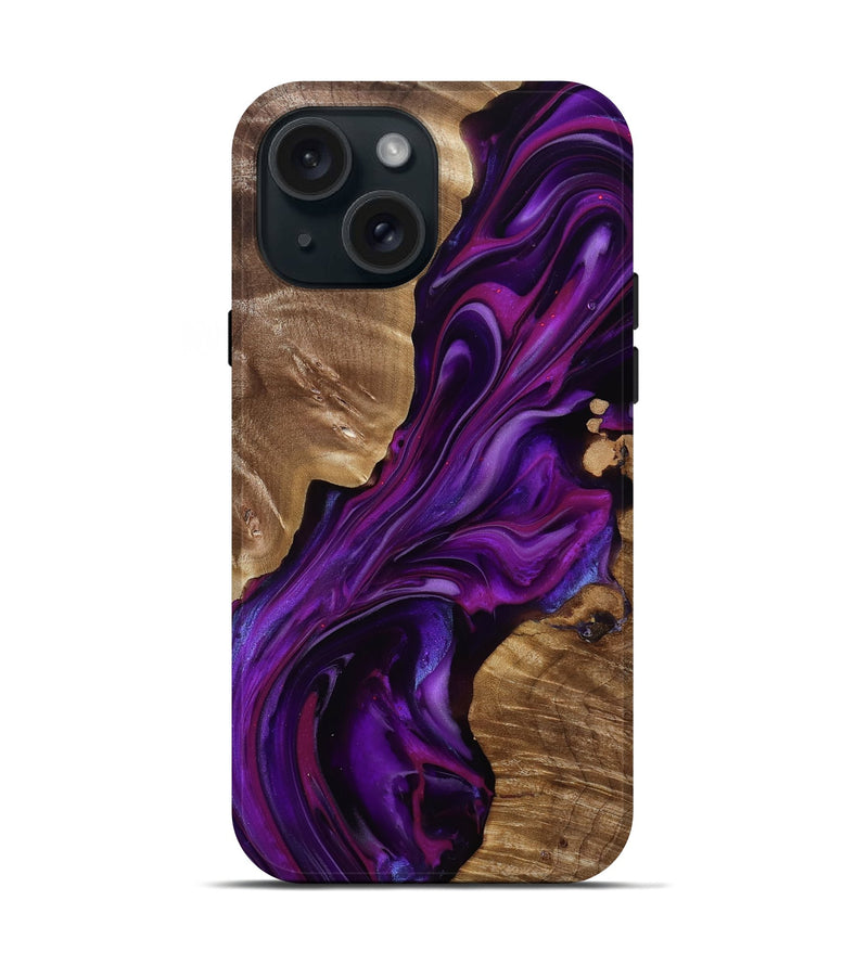 iPhone 15 Wood Live Edge Phone Case - Tennie (Purple, 815484)