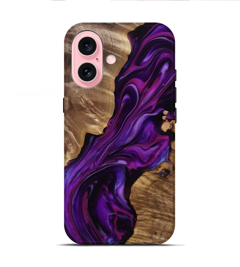 iPhone 16 Wood Live Edge Phone Case - Tennie (Purple, 815484)