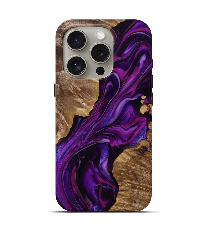 iPhone 16 Pro Wood Live Edge Phone Case - Tennie (Purple, 815484)