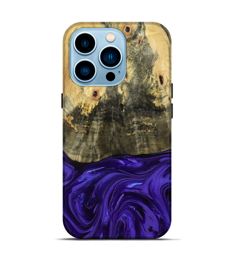 iPhone 14 Pro Wood Live Edge Phone Case - Donavan (Purple, 815486)