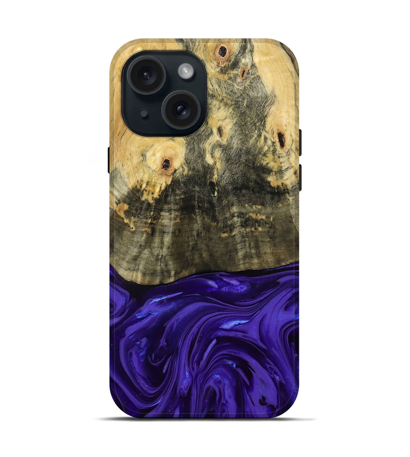 iPhone 15 Wood Live Edge Phone Case - Donavan (Purple, 815486)