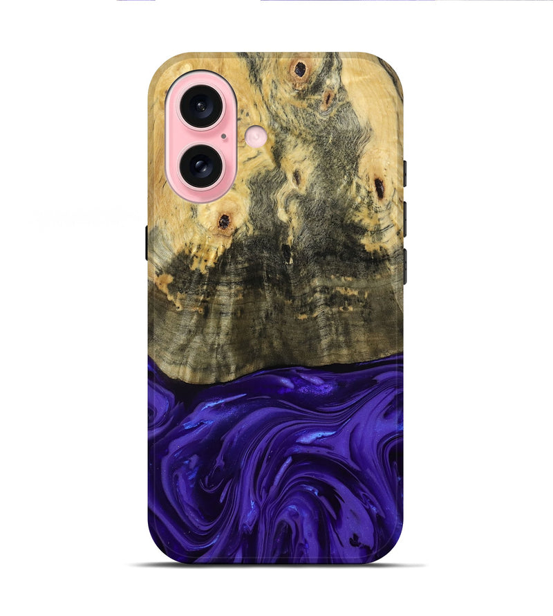 iPhone 16 Wood Live Edge Phone Case - Donavan (Purple, 815486)