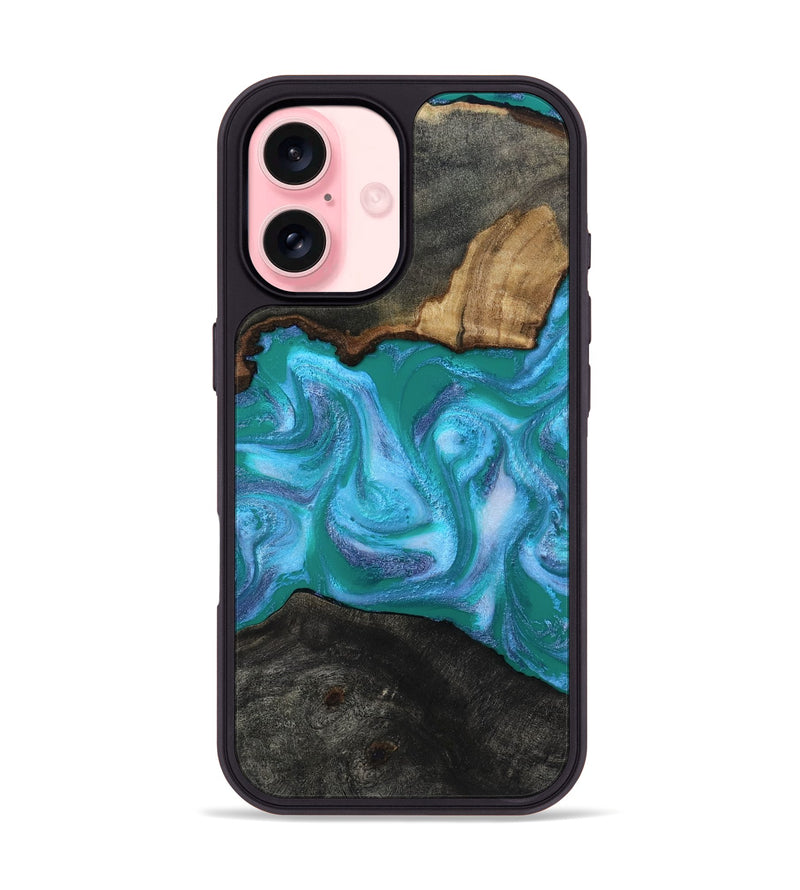 iPhone 16 Wood Phone Case - Nya (Blue, 815492)