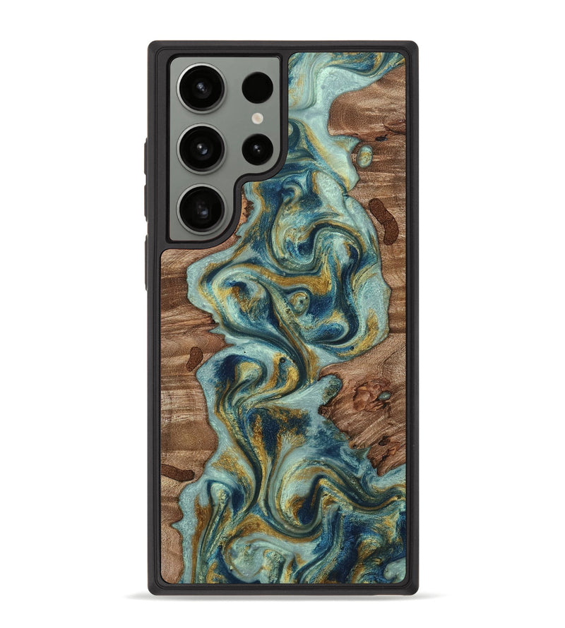 Galaxy S23 Ultra Wood Phone Case - Collin (Teal & Gold, 815498)