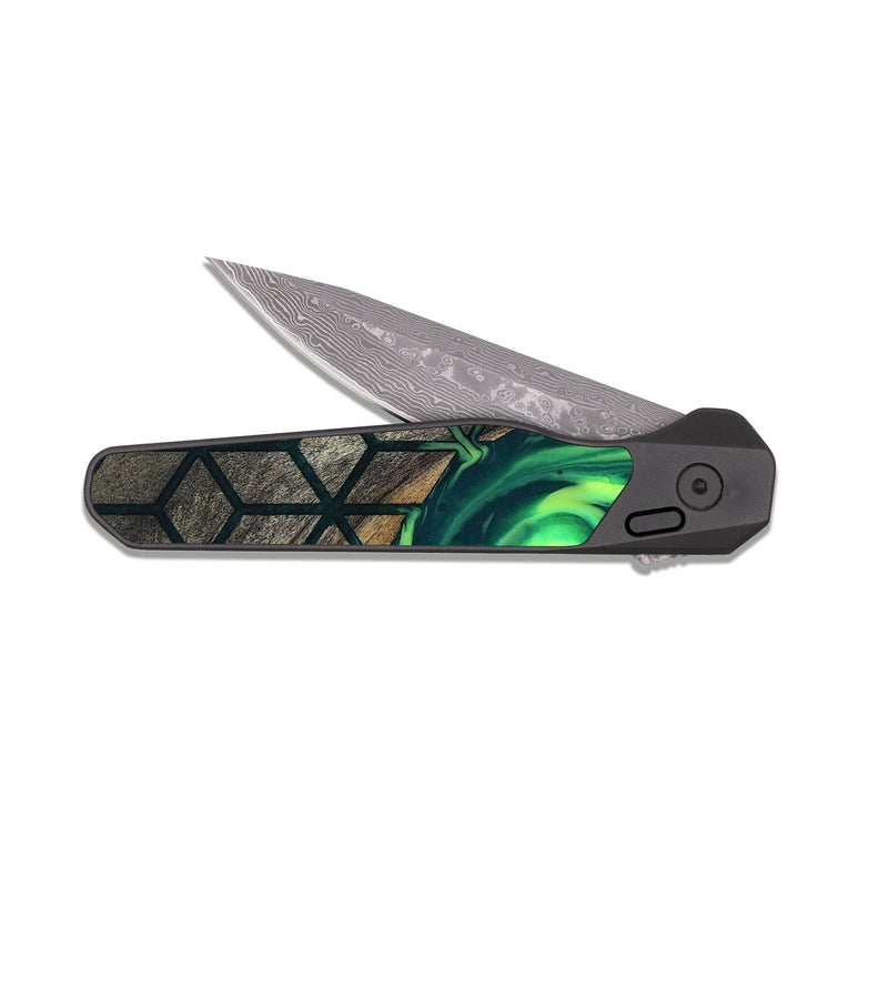 EDC Dark Damascus Wood Pocket Knife - Marsha (Pattern, 815516)
