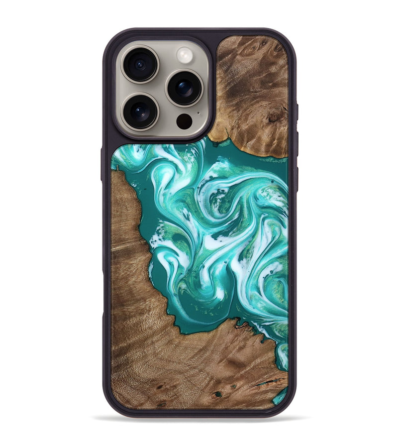 iPhone 16 Pro Max Wood Phone Case - Natasha (Green, 815530)