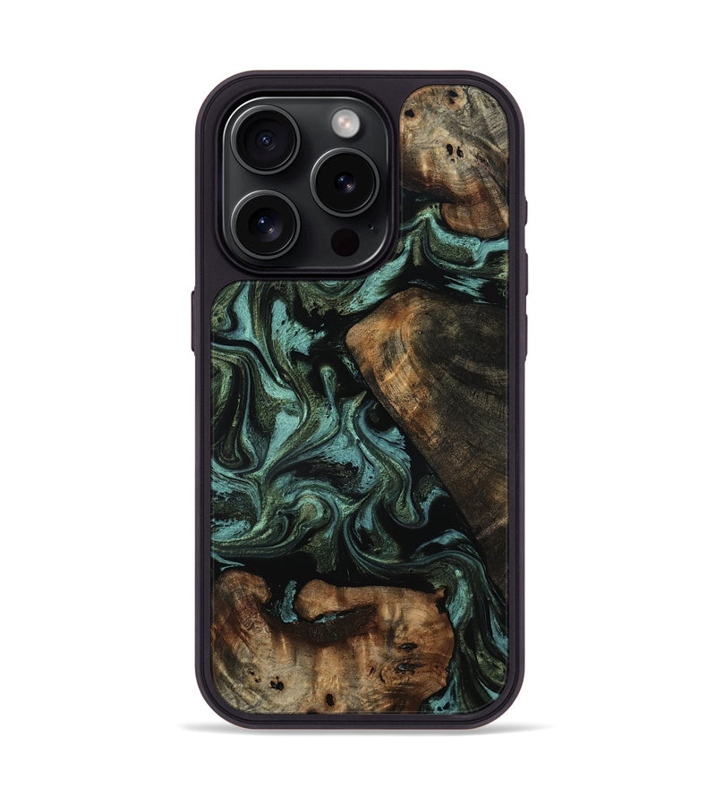 iPhone 15 Pro Wood Phone Case - Aileen (Green, 815656)
