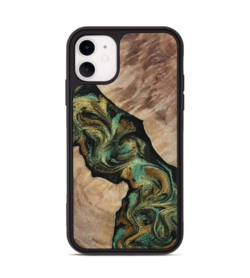 iPhone 11 Wood Phone Case - Deron (Green, 815658)