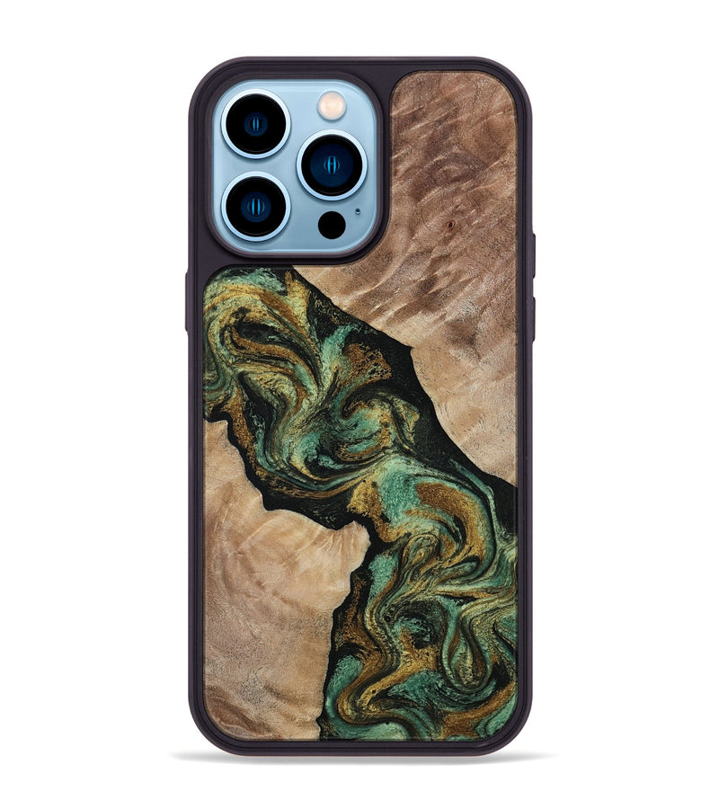 iPhone 14 Pro Max Wood Phone Case - Deron (Green, 815658)
