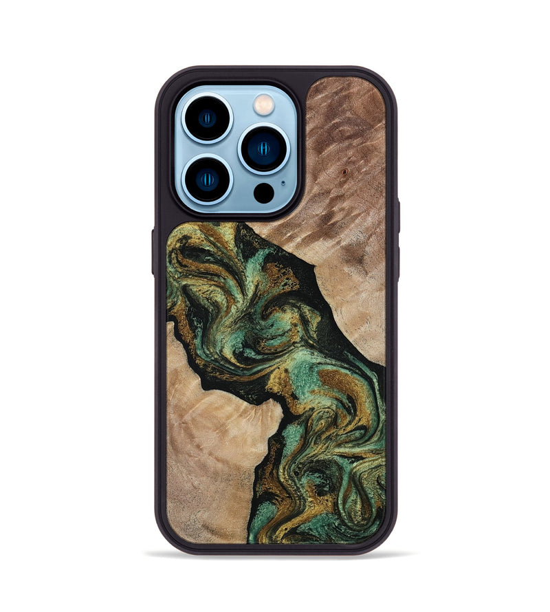 iPhone 14 Pro Wood Phone Case - Deron (Green, 815658)