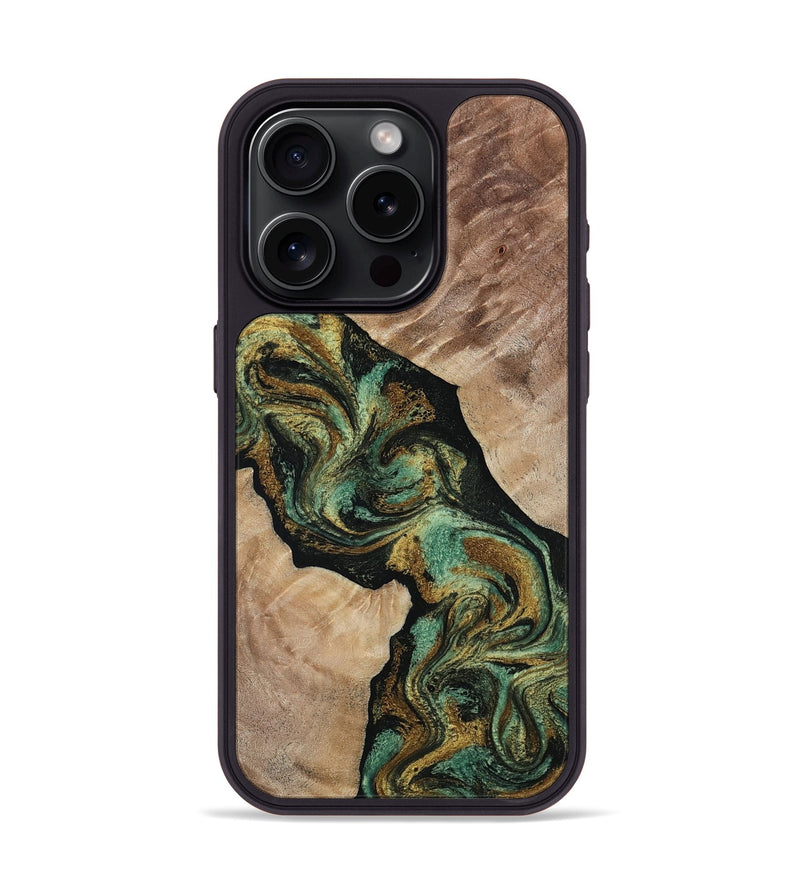 iPhone 15 Pro Wood Phone Case - Deron (Green, 815658)