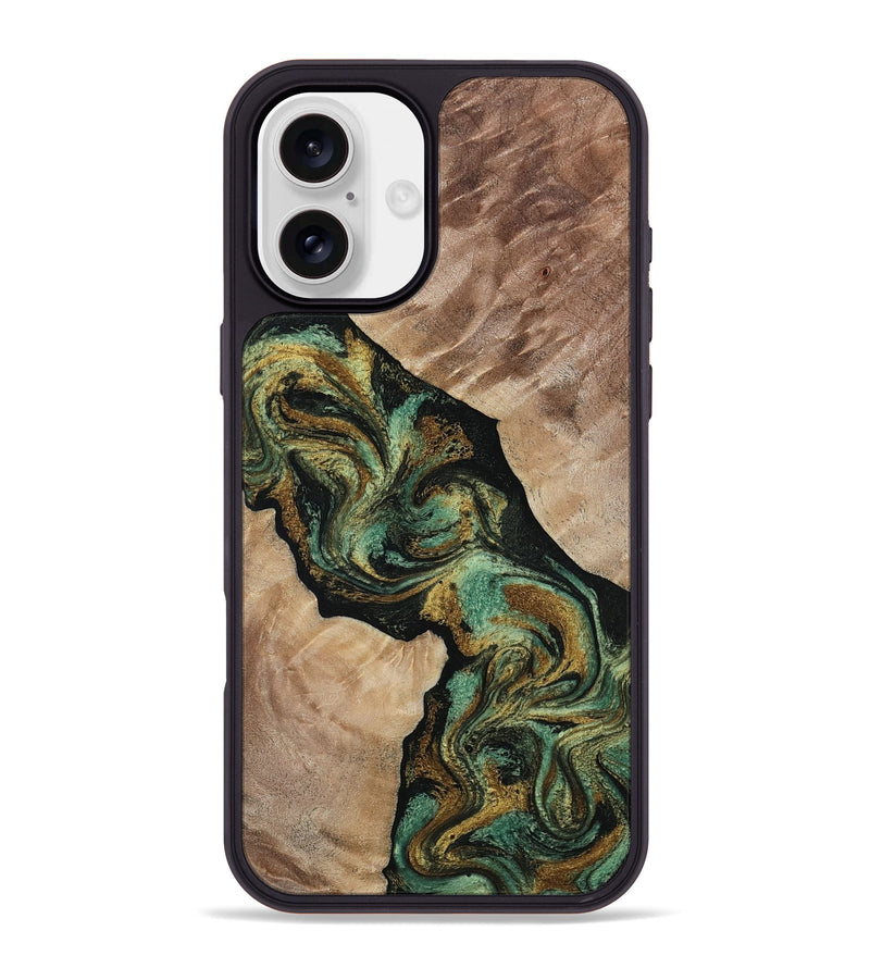 iPhone 16 Plus Wood Phone Case - Deron (Green, 815658)