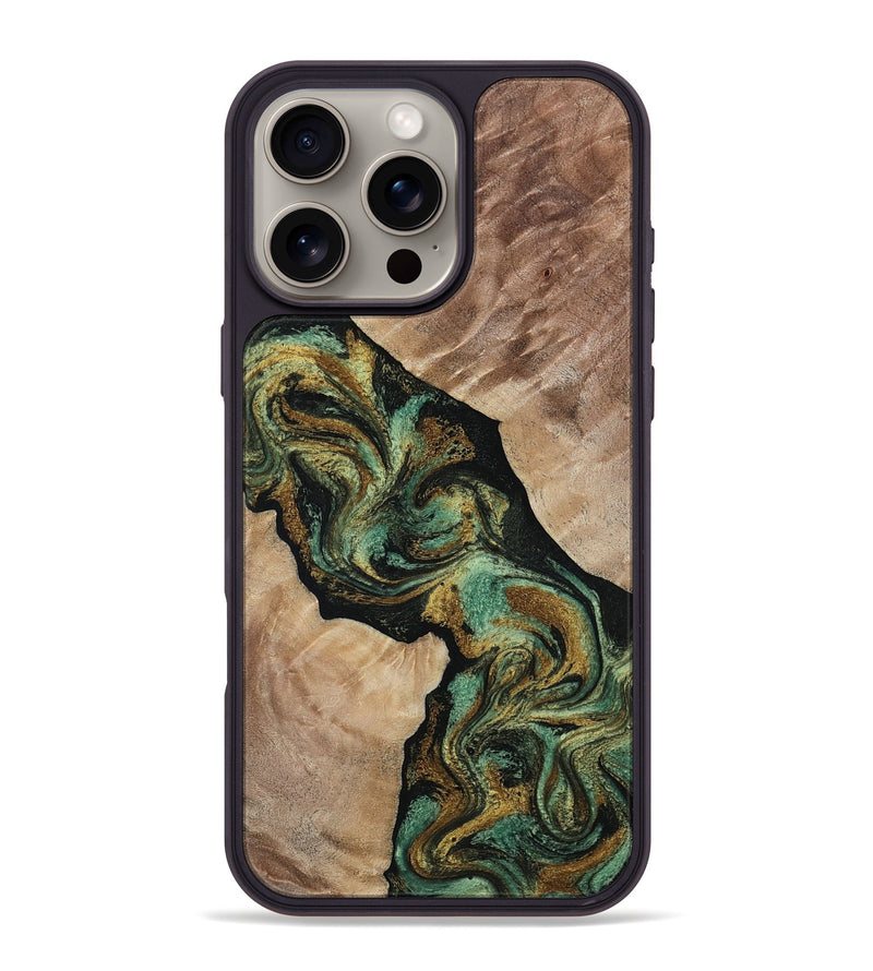 iPhone 16 Pro Max Wood Phone Case - Deron (Green, 815658)