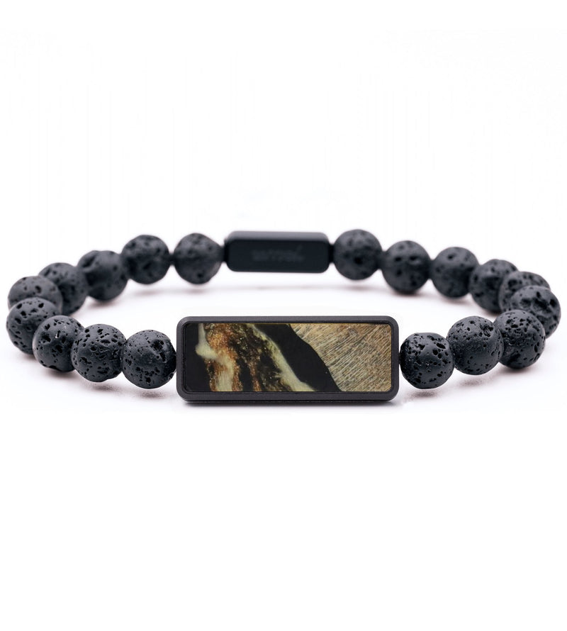 Lava Bead Wood Bracelet - Jeremiah (Black & White, 815722)