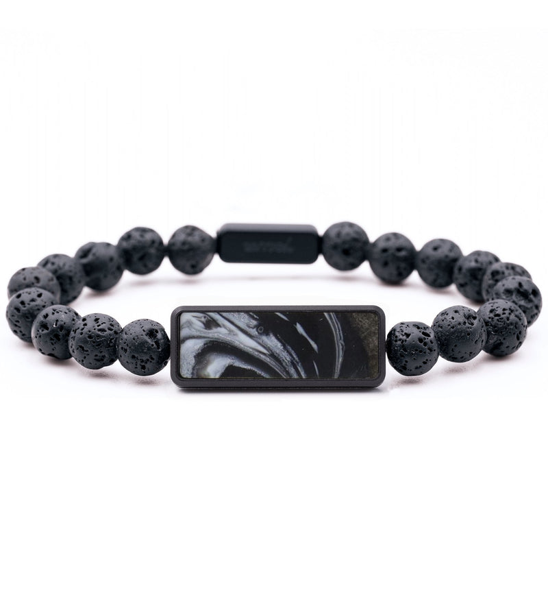 Lava Bead ResinArt Bracelet - Cassidy (Black & White, 815725)