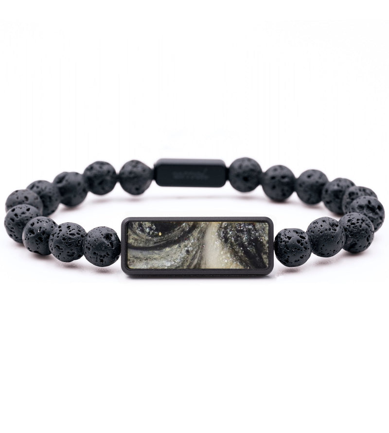 Lava Bead ResinArt Bracelet - Matthew (Black & White, 815729)