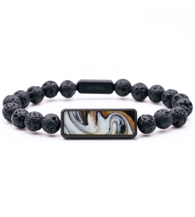 Lava Bead ResinArt Bracelet - Laurel (Black & White, 815730)