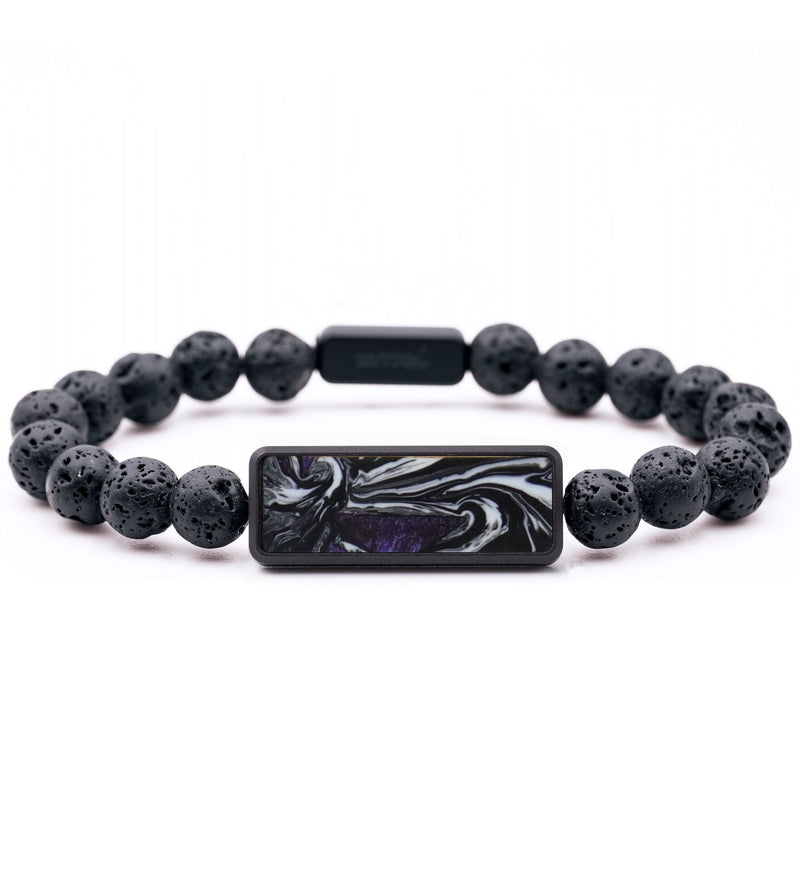 Lava Bead ResinArt Bracelet - Colleen (Black & White, 815735)