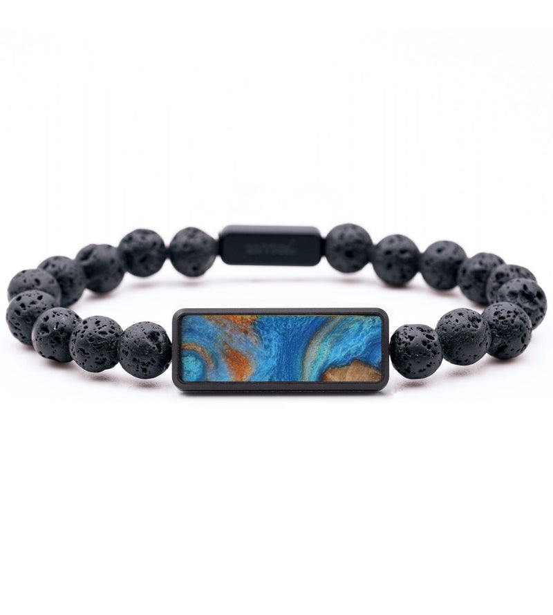 Lava Bead ResinArt Bracelet - Elias (Teal & Gold, 815744)