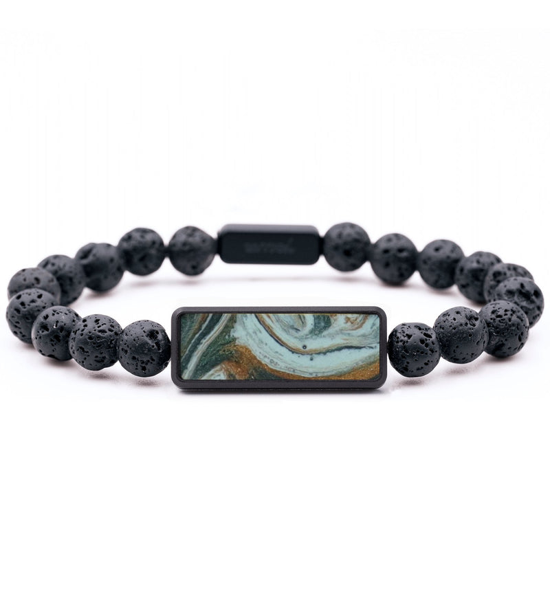 Lava Bead ResinArt Bracelet - Messiah (Teal & Gold, 815748)