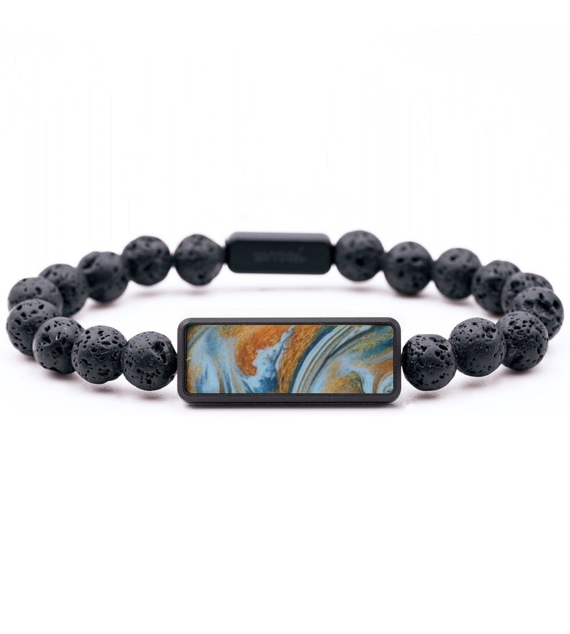 Lava Bead ResinArt Bracelet - Fred (Teal & Gold, 815749)