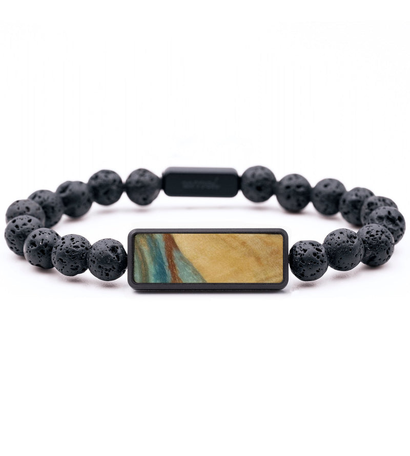 Lava Bead Wood Bracelet - Clara (Teal & Gold, 815756)