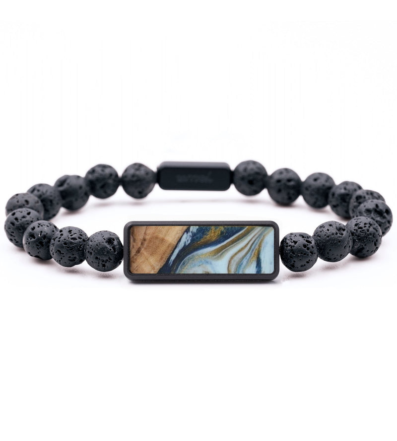 Lava Bead Wood Bracelet - Roosevelt (Teal & Gold, 815771)