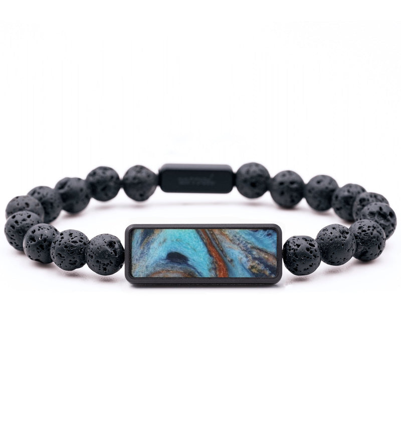 Lava Bead ResinArt Bracelet - Rosemary (Teal & Gold, 815775)