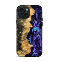 iPhone 15 Wood Live Edge Phone Case - Tatum (Purple, 815788)