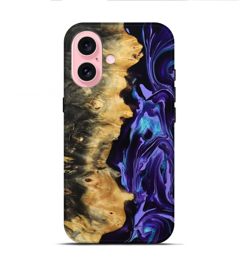iPhone 16 Wood Live Edge Phone Case - Tatum (Purple, 815788)