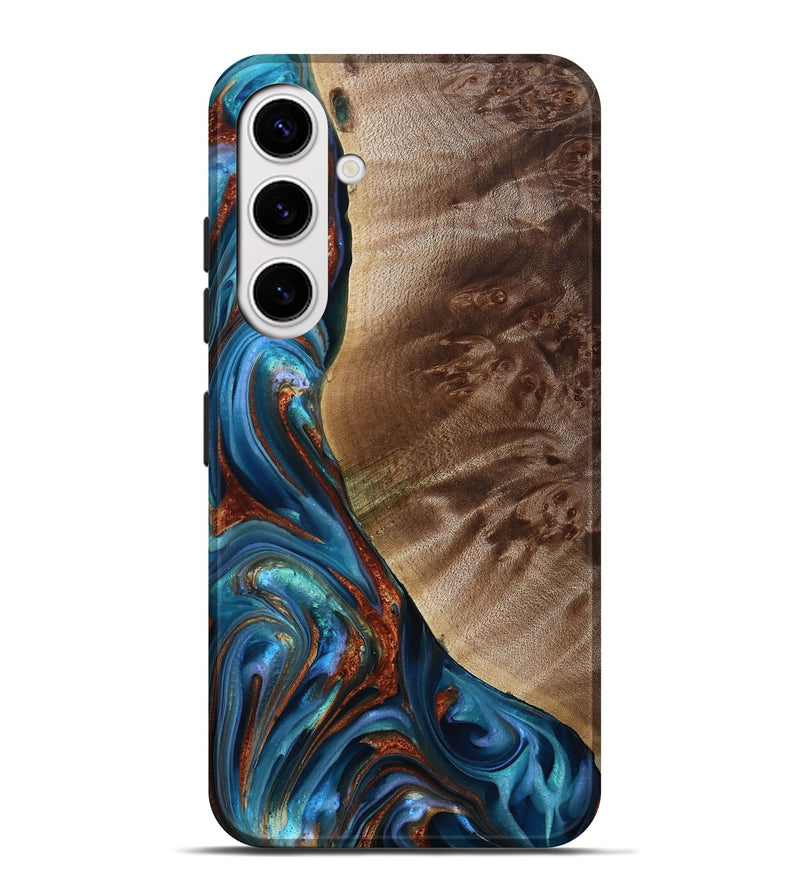Galaxy S25 Plus Wood Live Edge Phone Case - Citlali (Teal & Gold, 815794)